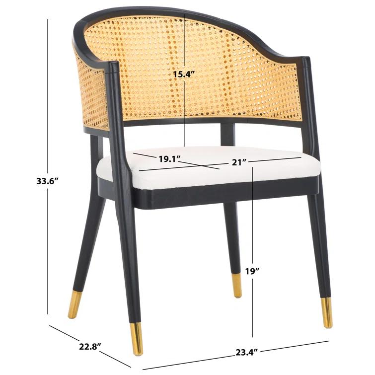 SAFAVIEH Couture Rogue Mid-Century Linen Solid Dining Chair, Black/Natural