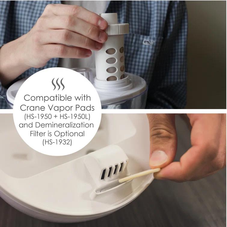 Crane USA Droplet Cool-Mist Humidifier with Vapor Tray, 0.5. Gal. - Clear & White