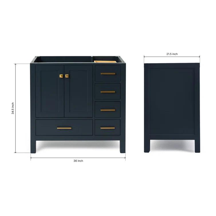 Ariel A037s-R-Bc Cambridge 36" Single Free Standing Wood Vanity Cabinet Only - Blue