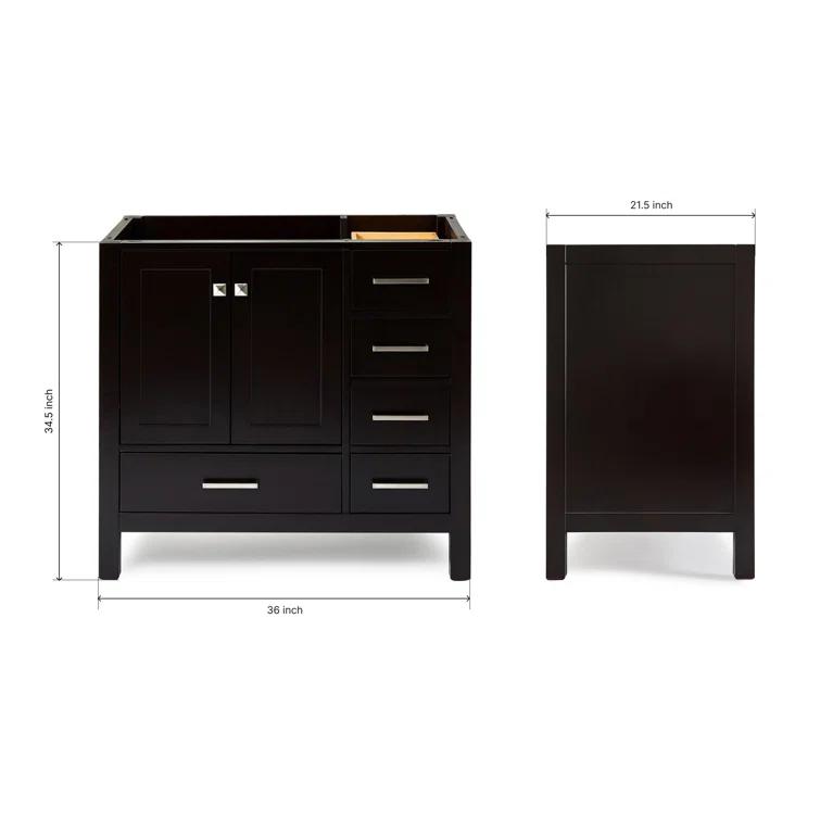 Ariel A037s-L-Bc Cambridge 36" Single Free Standing Wood Vanity Cabinet Only - Brown