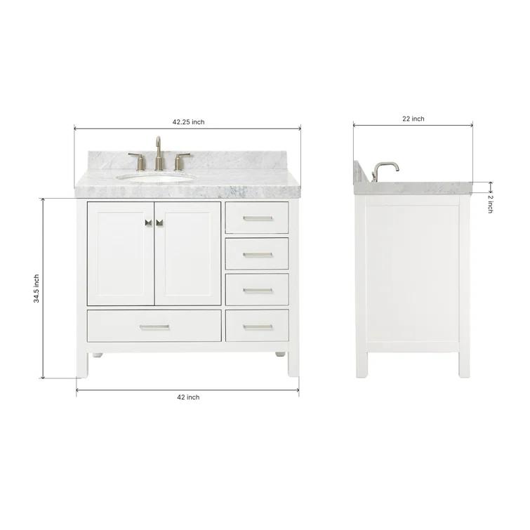 Cambridge 42'' Single Bathroom Vanity with Carrara Marble Top