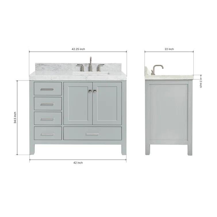 Cambridge 42'' Single Bathroom Vanity with Carrara Marble Top