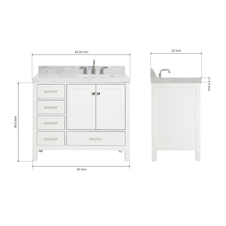 Cambridge 42'' Single Bathroom Vanity with Carrara Marble Top