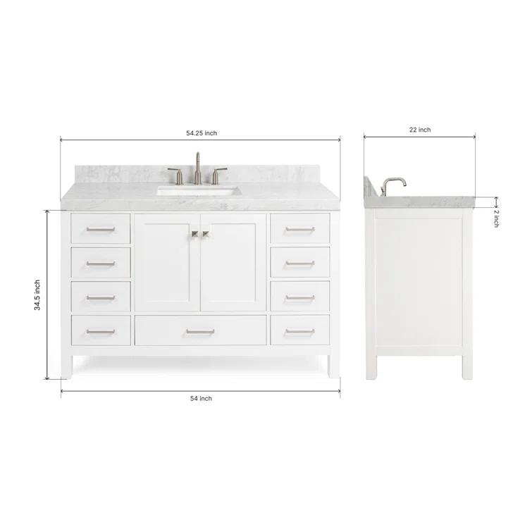 Cambridge 54'' Single Bathroom Vanity with Carrara Marble Top