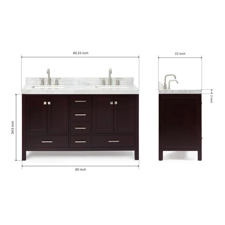 Cambridge Double Bathroom Vanity with Carrara Marble Top