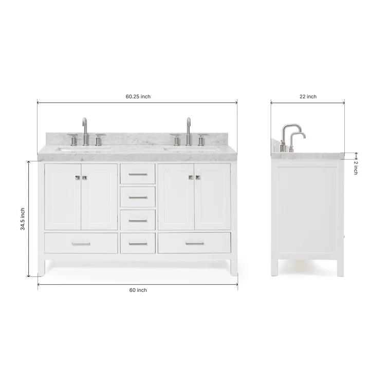 Cambridge Double Bathroom Vanity with Carrara Marble Top