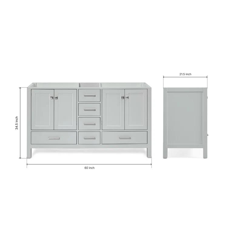 Ariel A061d-Bc Cambridge 60" Double Free Standing Vanity Cabinet Only - Grey