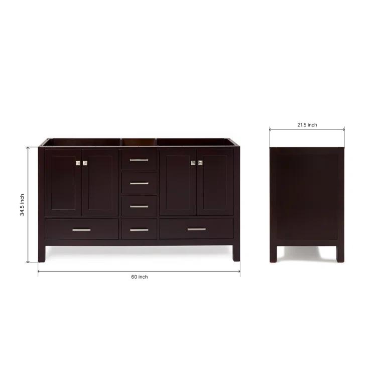 Ariel A061d-Bc Cambridge 60" Double Free Standing Vanity Cabinet Only - Brown