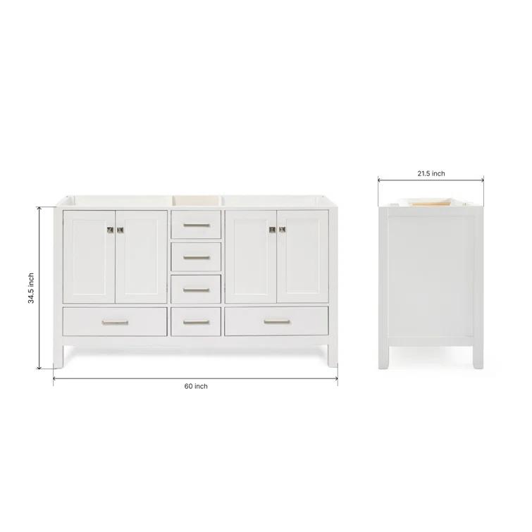 Ariel A061d-Bc Cambridge 60" Double Free Standing Vanity Cabinet Only - White