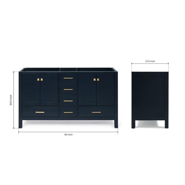 Ariel A061d-Bc Cambridge 60" Double Free Standing Vanity Cabinet Only - Blue