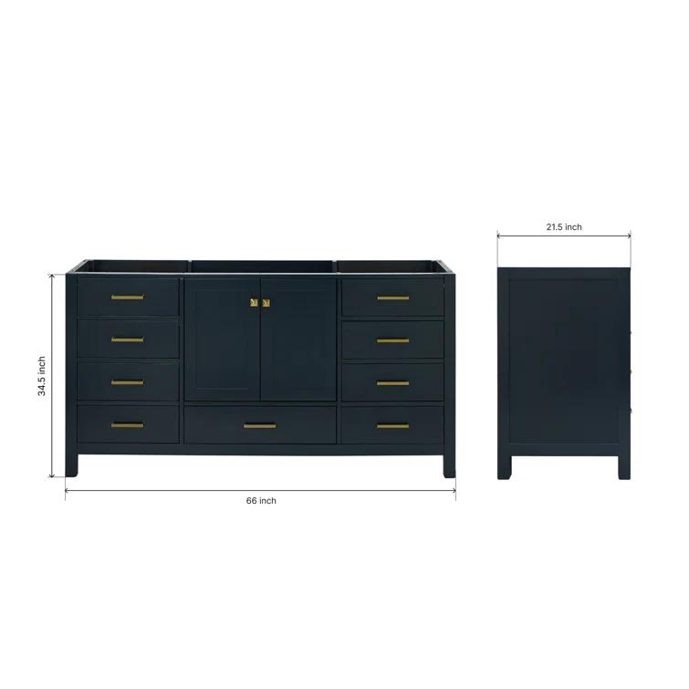 Ariel A067s-Bc Cambridge 66" Single Free Standing Vanity Cabinet Only - Blue