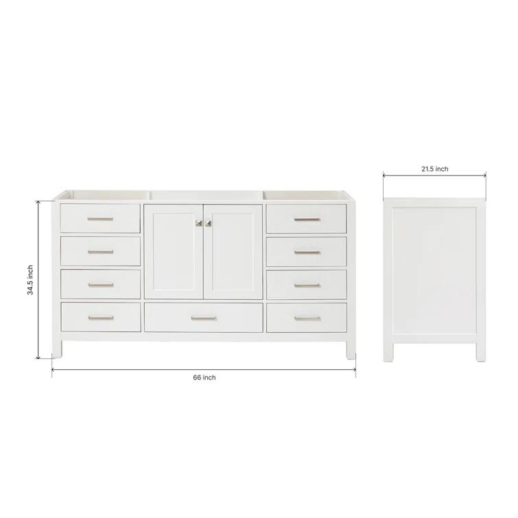 Ariel A067s-Bc Cambridge 66" Single Free Standing Vanity Cabinet Only - White