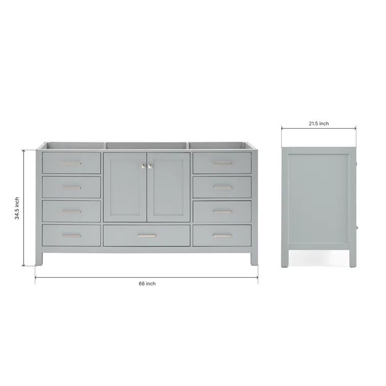 Ariel A067s-Bc Cambridge 66" Single Free Standing Vanity Cabinet Only - Grey
