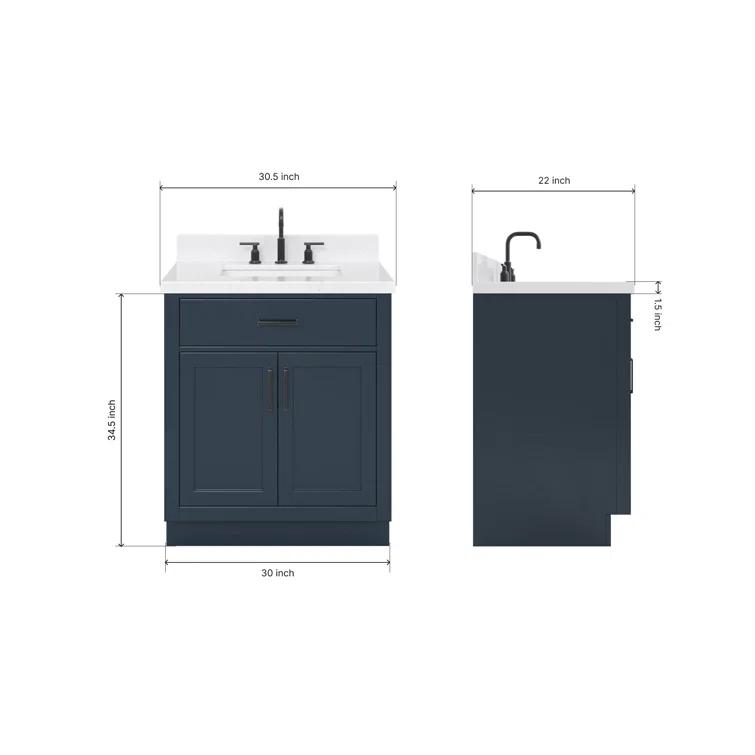 Tidworth 30.25'' Single Bathroom Vanity with Carrara Quartz Top