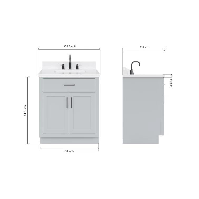Tidworth 30.25'' Single Bathroom Vanity with Carrara Quartz Top