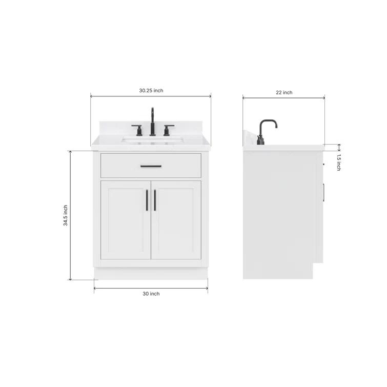 Tidworth 30.25'' Single Bathroom Vanity with Carrara Quartz Top