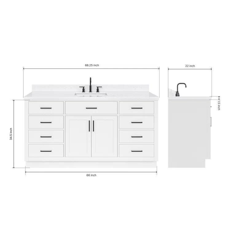 Tidworth 66.25'' Single Bathroom Vanity with Carrara Quartz Top