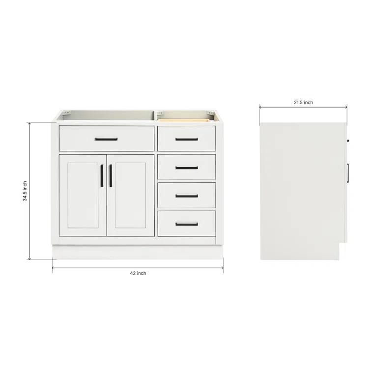 Ariel T042s-L-Bc Hepburn 42" Single Free Standing Vanity Cabinet Only - White