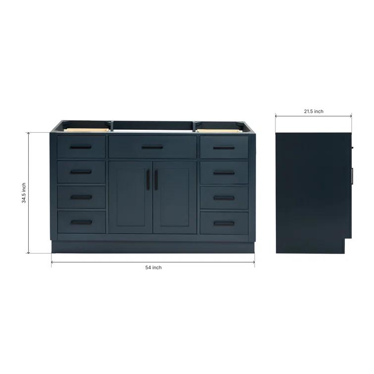 Ariel T054s-Bc Hepburn 54" Single Free Standing Vanity Cabinet Only - Blue