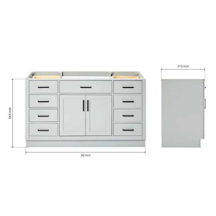 Ariel T060s-Bc Hepburn 60" Single Free Standing Vanity Cabinet Only - Grey