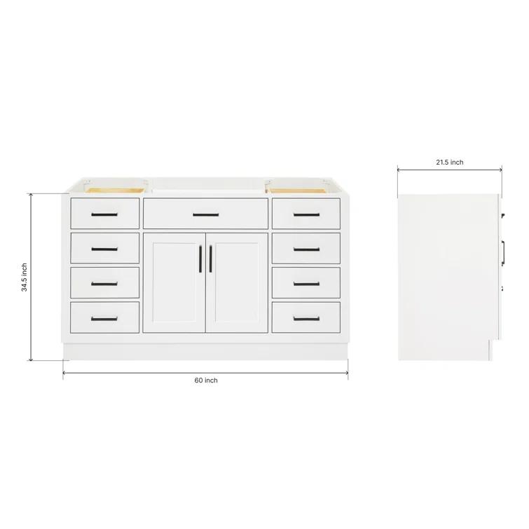 Ariel T060s-Bc Hepburn 60" Single Free Standing Vanity Cabinet Only - White