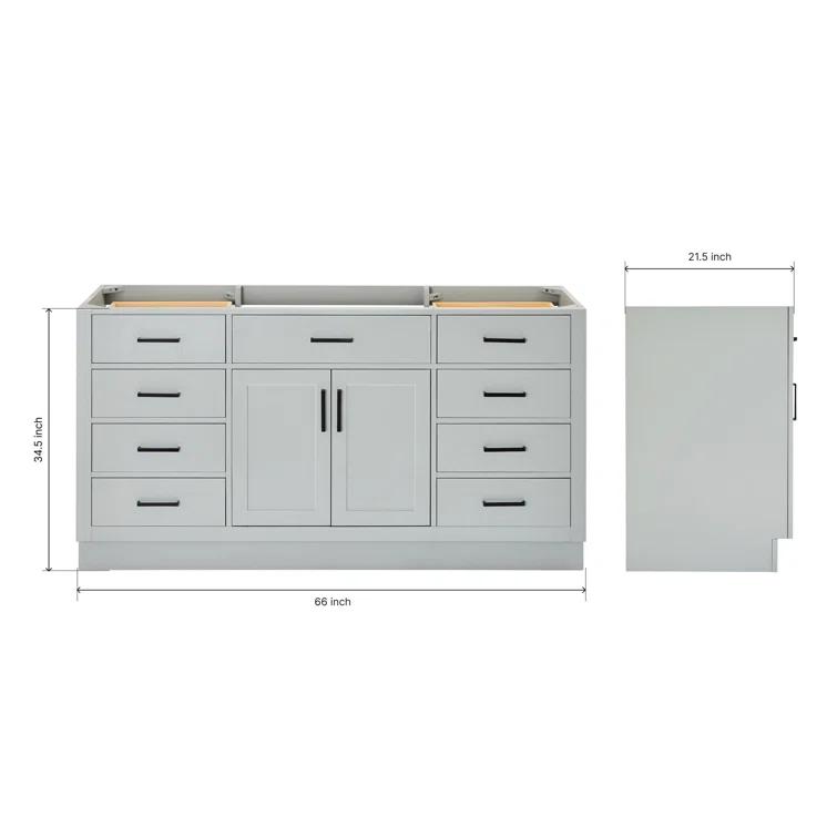 Ariel T066s-Bc Hepburn 66" Single Free Standing Vanity Cabinet Only - Grey