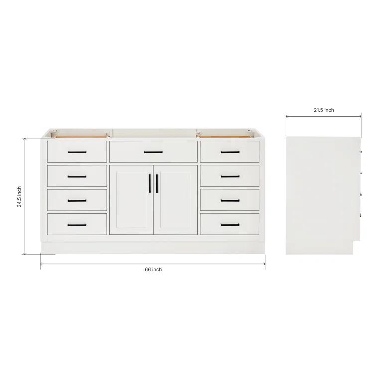 Ariel T066s-Bc Hepburn 66" Single Free Standing Vanity Cabinet Only - White