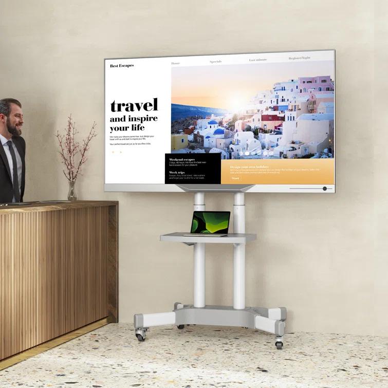 ONKRON Portable TV Stand With Wheels - Adjustable TV Stand for 32-65 Inch for TVs up to 110 lbs