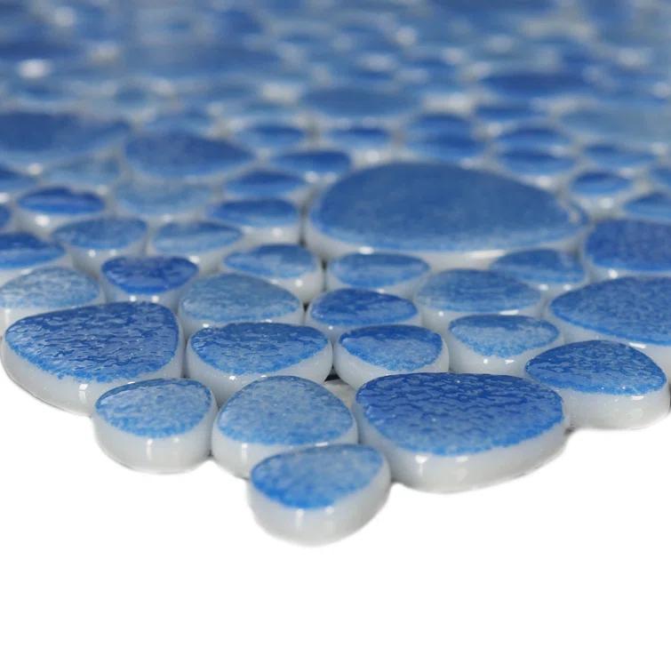 Glass Tile Love 12x12 Pebble Mosaic 10.76 sqft/case, Ideal for Kitchen Backsplash Bathroom Pool Tile