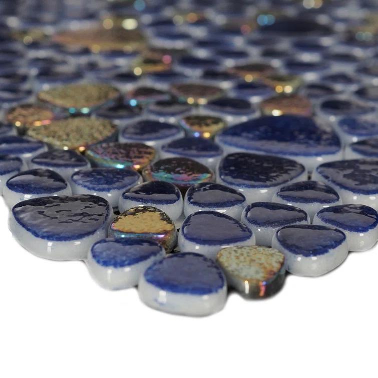 Glass Tile Love 12x12 Pebble Mosaic 10.76 sqft/case, Ideal for Kitchen Backsplash Bathroom Pool Tile