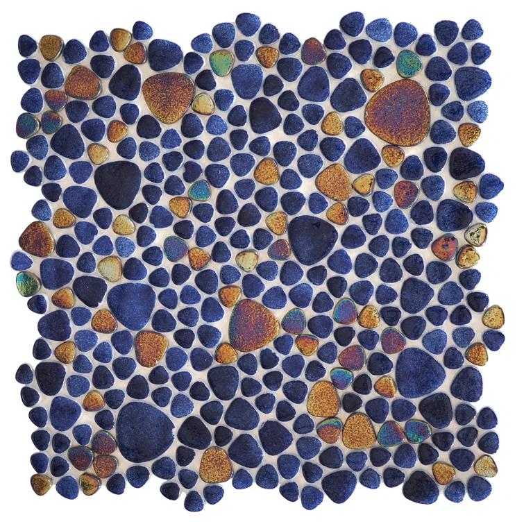 Glass Tile Love 12x12 Pebble Mosaic 10.76 sqft/case, Ideal for Kitchen Backsplash Bathroom Pool Tile