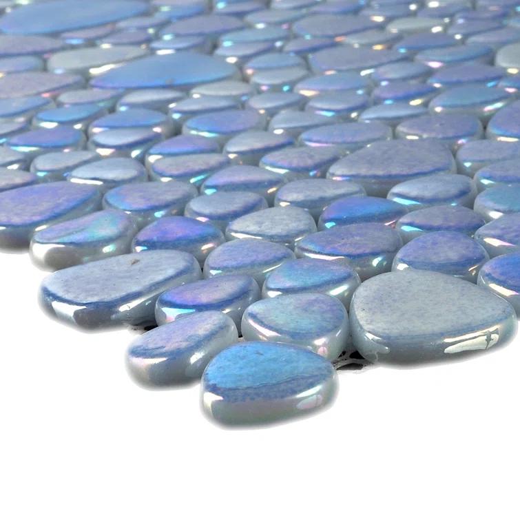 Glass Tile Love 12x12 Pebble Mosaic 10.76 sqft/case, Ideal for Kitchen Backsplash Bathroom Pool Tile