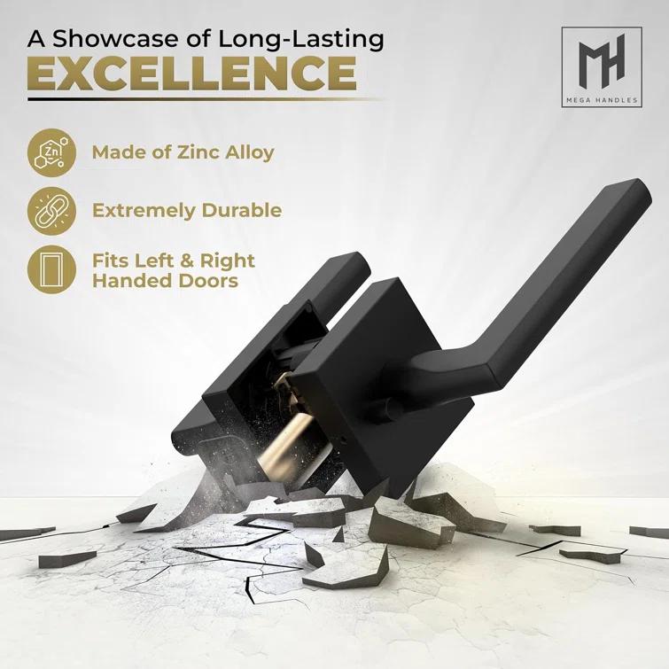 Mega Handles PRIME PRIVACY Reversible Interior Door Lever for Bedrooms, Bathroom & Hallway | Modern Stainless Door Locks