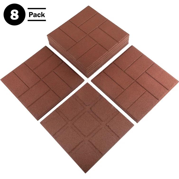 Pure Garden Deck Tiles 8-Pack - Dual-Sided Outdoor Flooring Tile - 28SQFT Rubber Pavers for Outside Patio, Garden Walkway, Balcony, or Shed