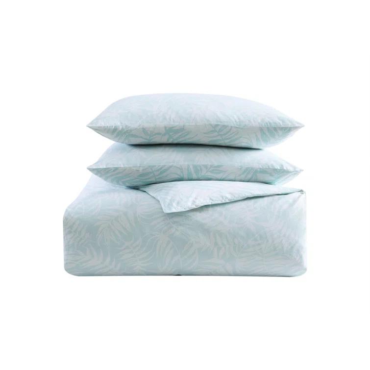 Tommy Bahama 3pc King Art of Palms Cotton Duvet Set Blue: Floral Pattern, Inner Ties, Machine Washable