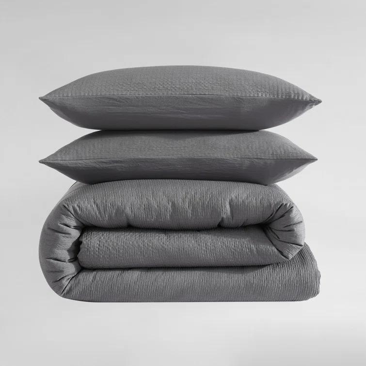 Calvin Klein Seersucker Reversible 3 Piece Duvet Cover Set