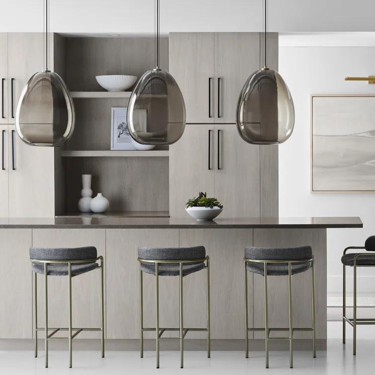 Opal Glass and Brass LED Pendant Light
