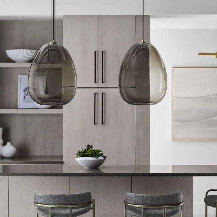Opal Glass and Brass LED Pendant Light