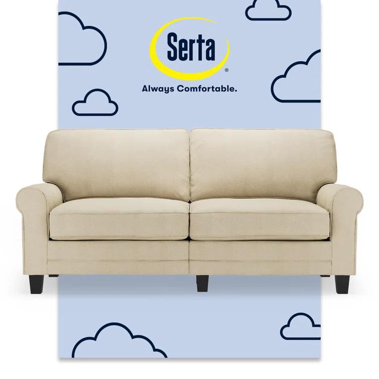 Serta Copenhagen 73" Rolled Arm Sofa, Easy Care Fabric, Soft Pillow Back, Pocket Coil Seat Cushions