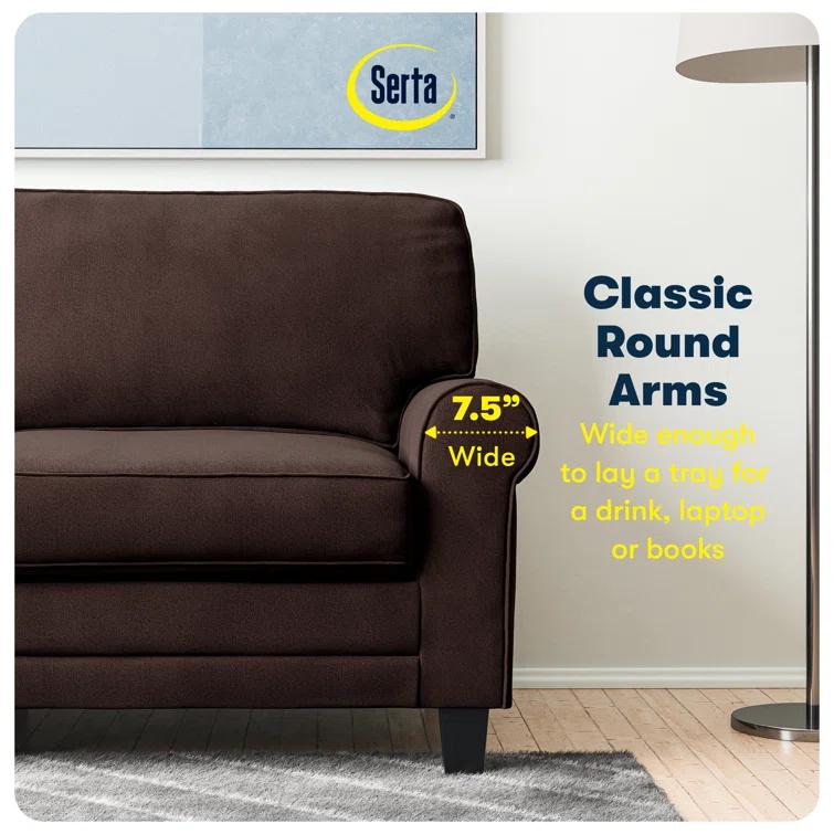 Serta Copenhagen 78" Rolled Arm Sofa, Easy Care Fabric, Soft Pillow Back, Pocket Coil Seat Cushions