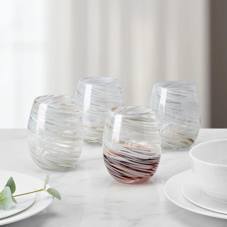 Mikasa Color Swirl 16 oz. Stemless Wine Glasses (Set of 4)