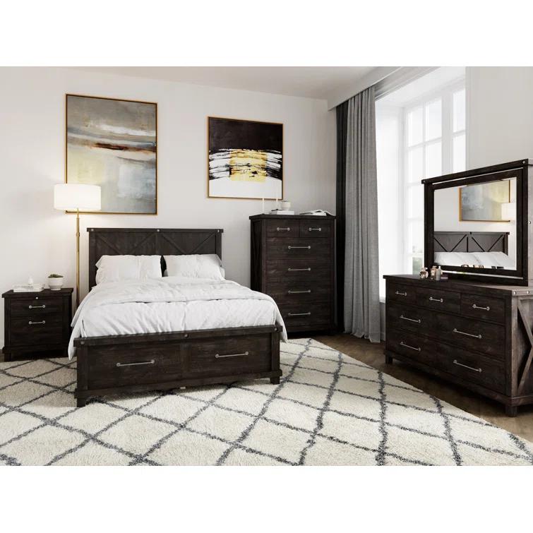 Yosemite Cafe Solid Wood Panel Storage Bed