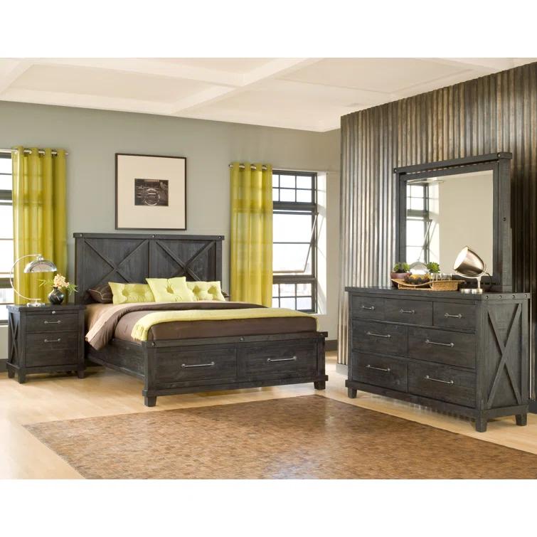 Yosemite Cafe Solid Wood Panel Storage Bed