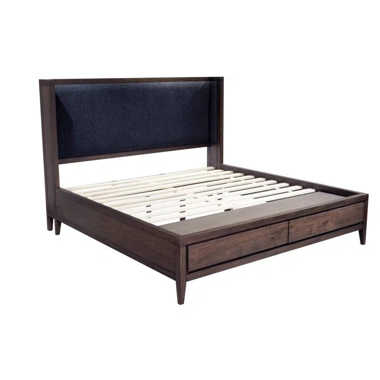 Modus Furniture Boracay Wild Oats Brown Upholstered Panel Storage Bed