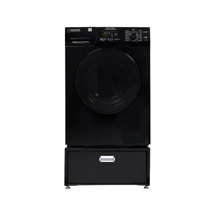 Equator Advanced Appliances All-in-one Washer Dryer Ventless FULLY BUILTIN 0-CLEARANCE 1.62cf/15lbs 110V 1400RPM with Pedestal EZ 4700 C + PDL 4455 Black