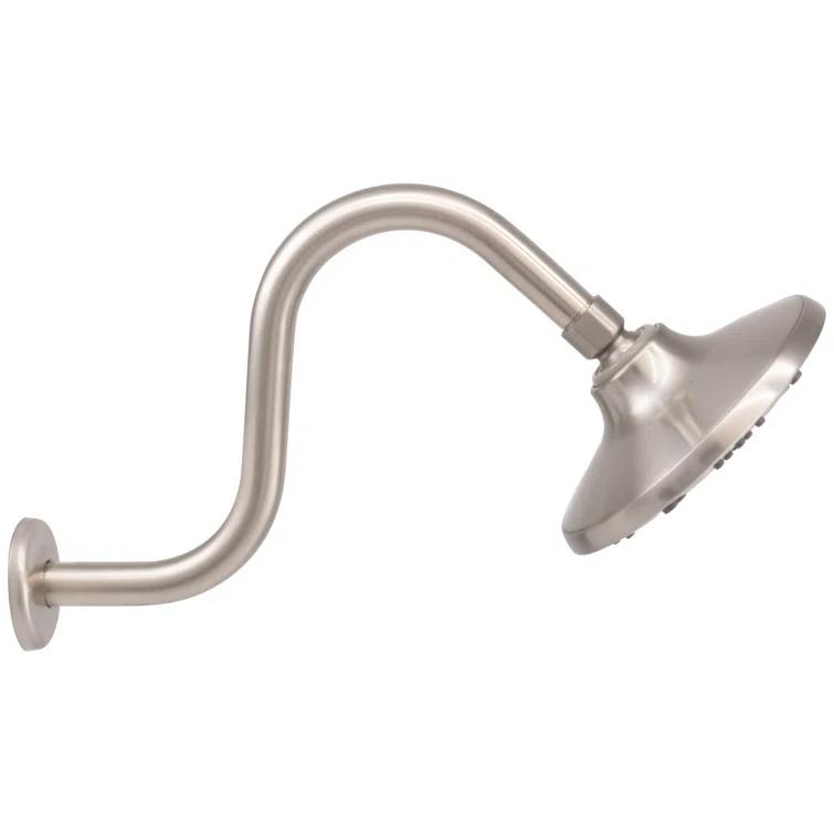 6" Round Thin 5-Function Adjustable Spray Shower Head with 8" S-Shaped Wall Mount Arm