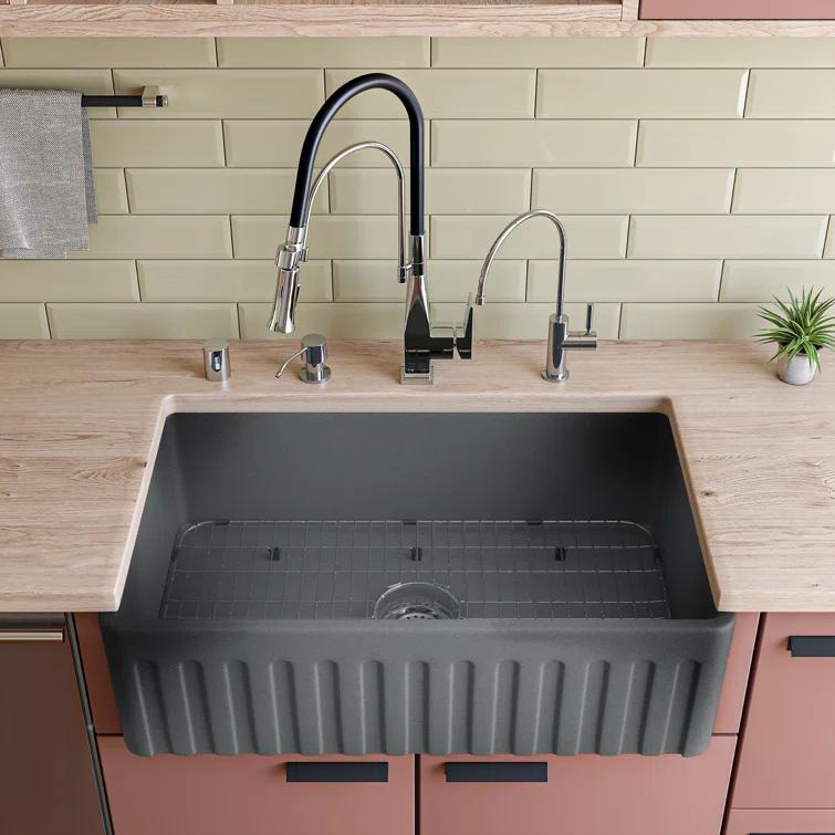 Alfi Brand ABCO3320SB 32'' L Farmhouse / Apron Single Bowl Fireclay Kitchen Sink
