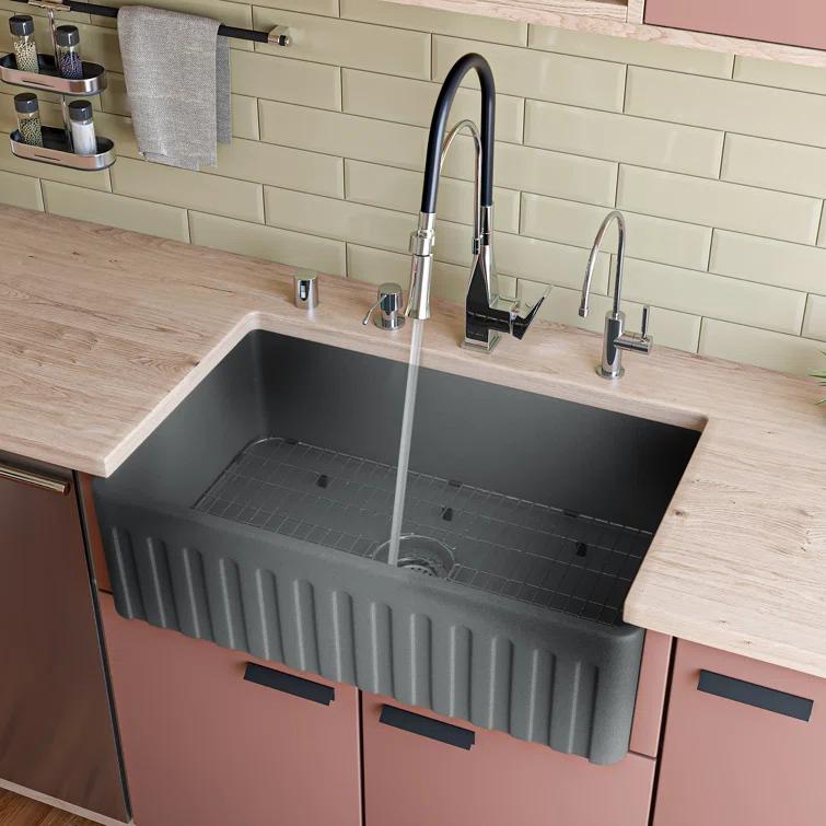 Alfi Brand ABCO3320SB 32'' L Farmhouse / Apron Single Bowl Fireclay Kitchen Sink