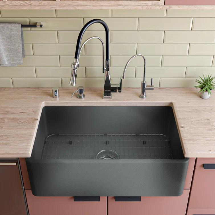 Alfi Brand ABCO3320SB 32'' L Farmhouse / Apron Single Bowl Fireclay Kitchen Sink