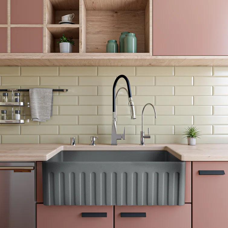 Alfi Brand ABCO3320SB 32'' L Farmhouse / Apron Single Bowl Fireclay Kitchen Sink